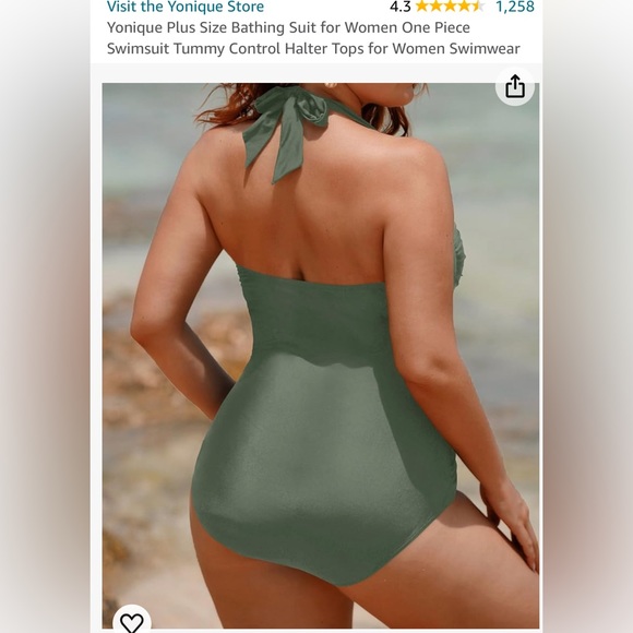 Fantastic NWT Army Green One Piece Bathing Suit Size 20W - Picture 2 of 4
